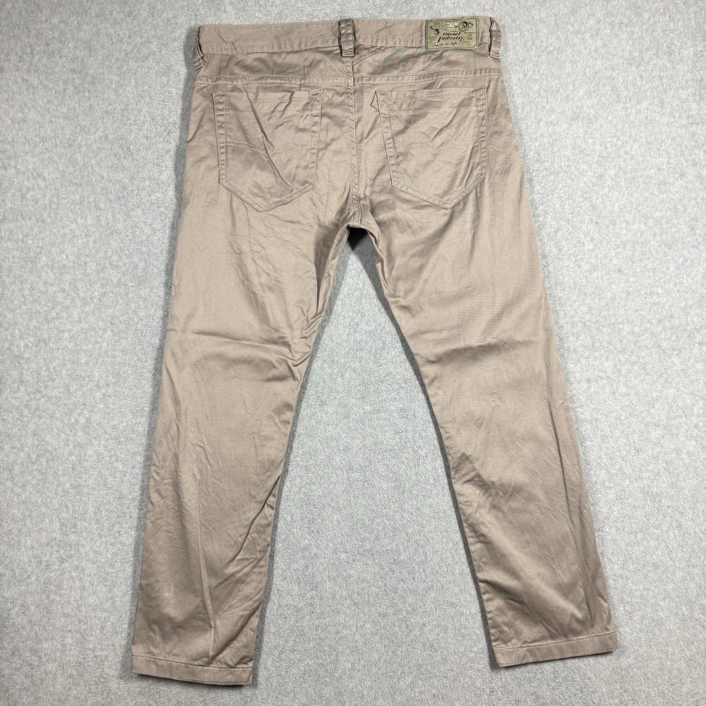 Diesel Thavar-A Chino Trousers Mens 34x29 Beige Slim Fit Stretch Khaki Pants - Picture 4 of 13